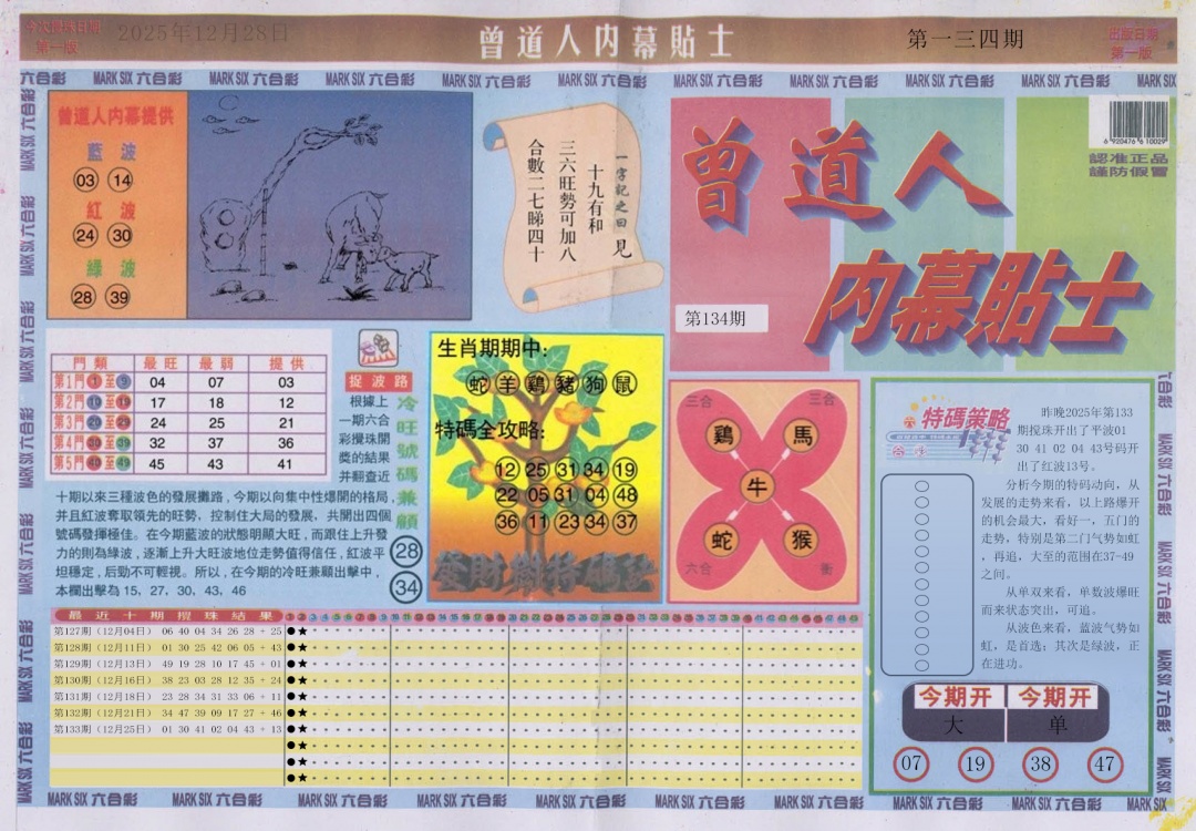 134期曾道人内幕贴士A[图]