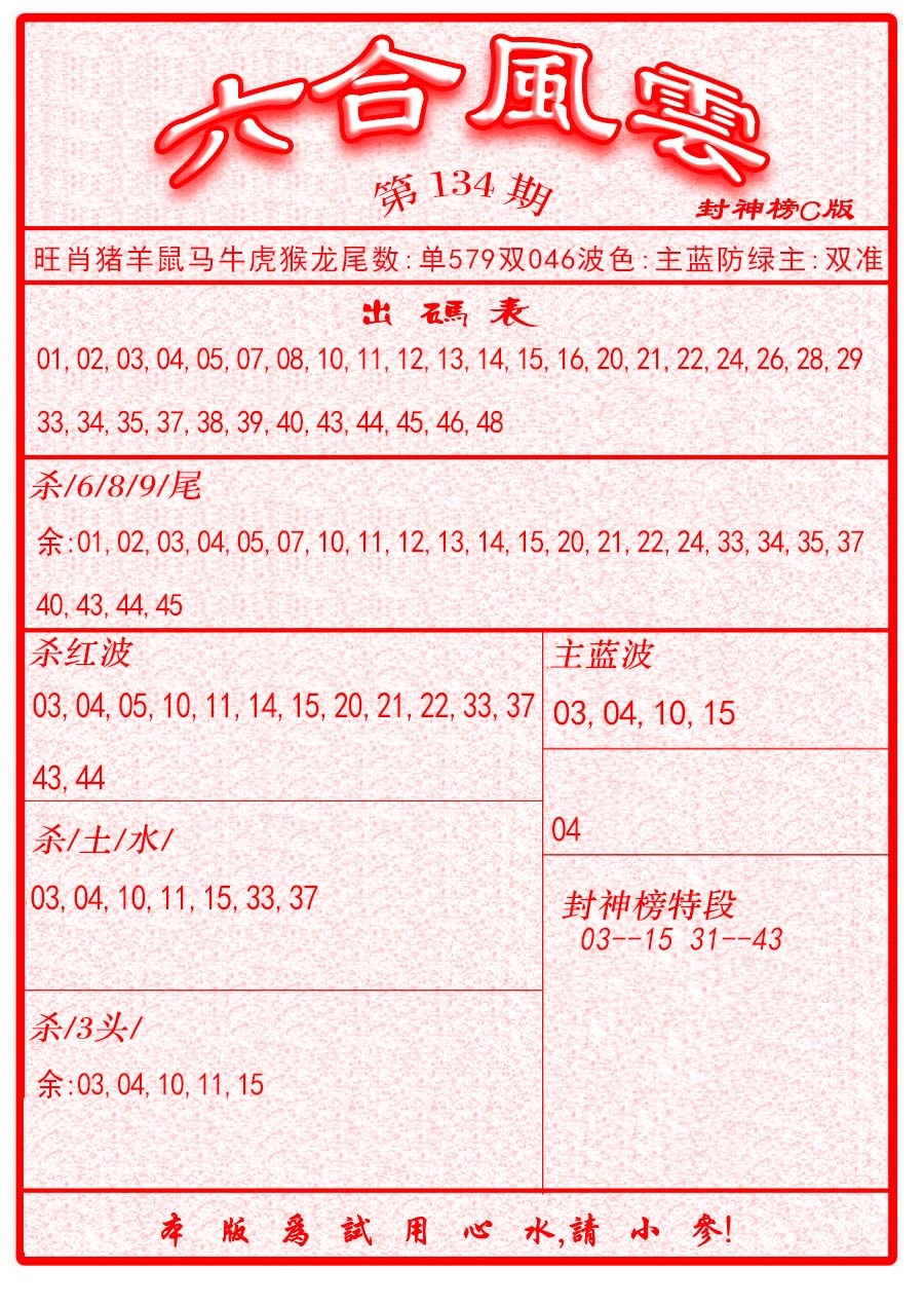 134期六合风云B面[图]