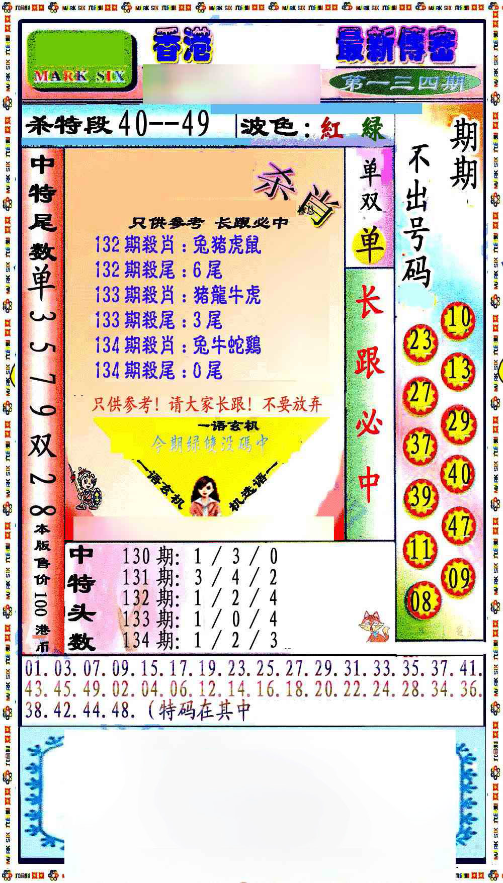 134期最新传密绝杀6肖[图]