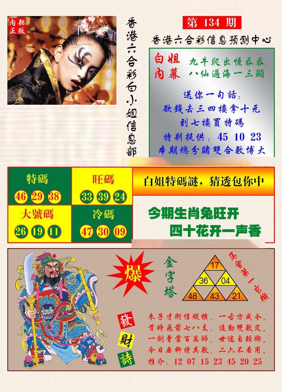 134期港彩内幕报[图]