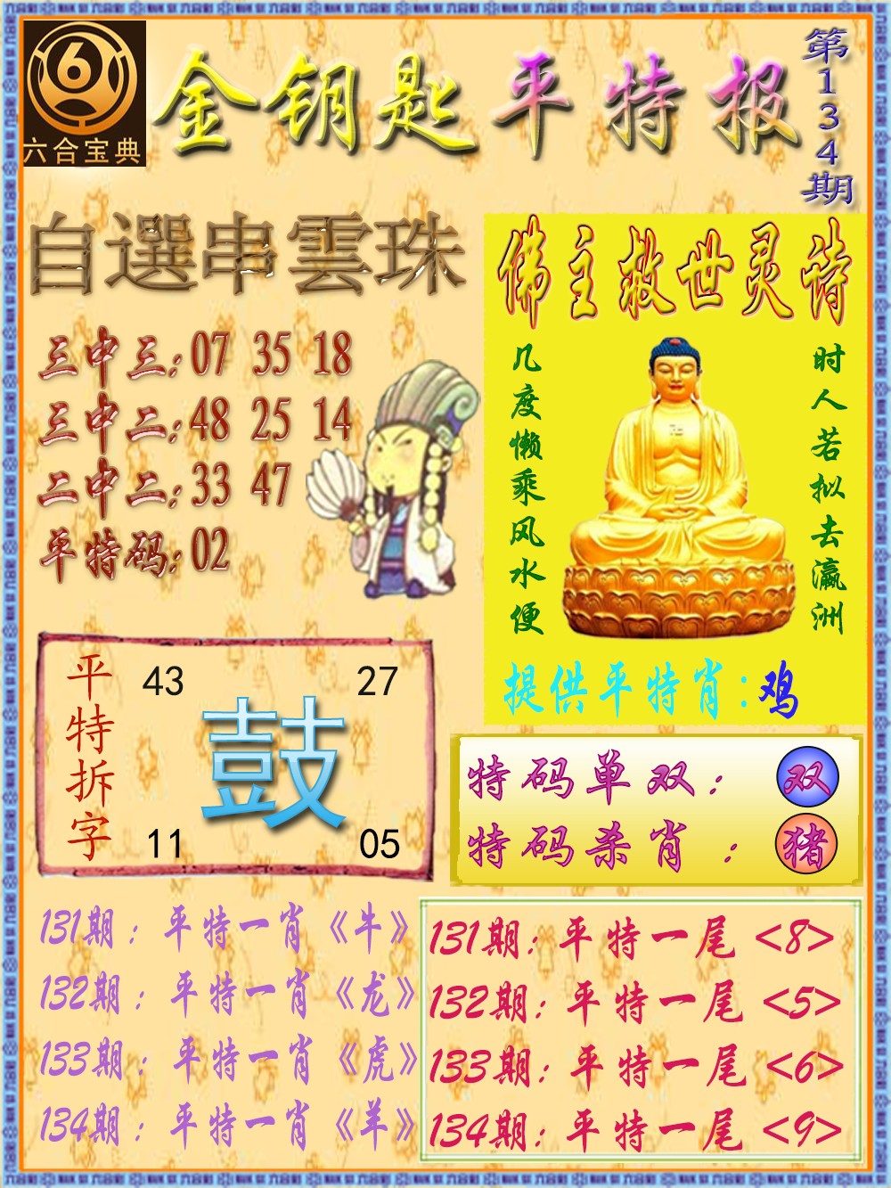 134期金钥匙平特报[图]