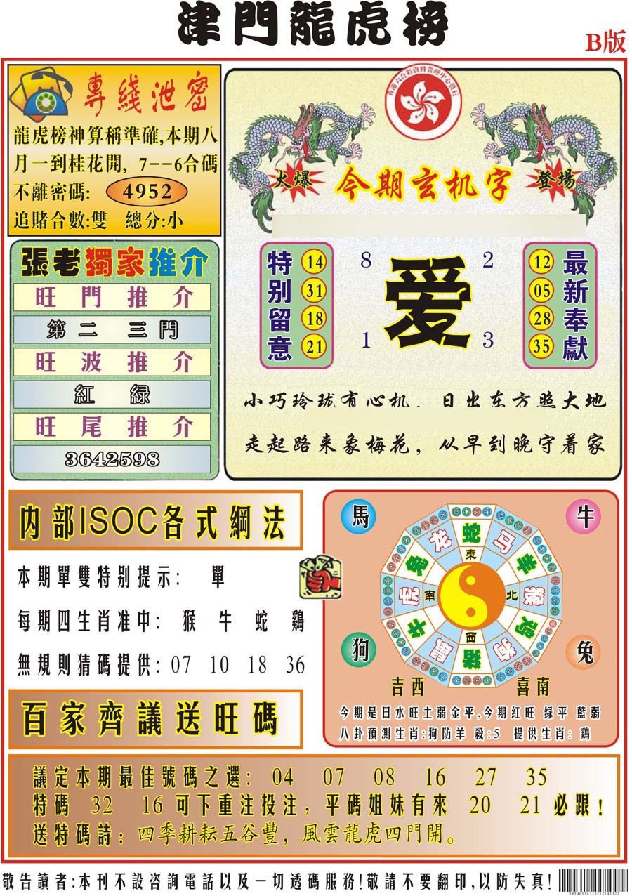 134期津门龙虎榜B[图]